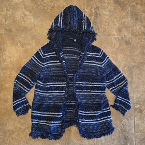 Navy Striped | FYLO | Fringed Duster Cardigan